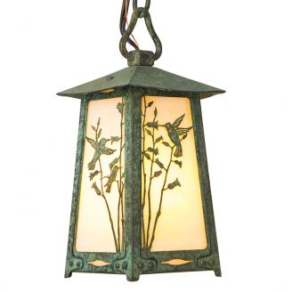 Hummingbird Mission Style Pendent Lights Rustic Art Glass